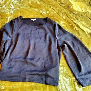 Silky Black Wide Sleeve Top